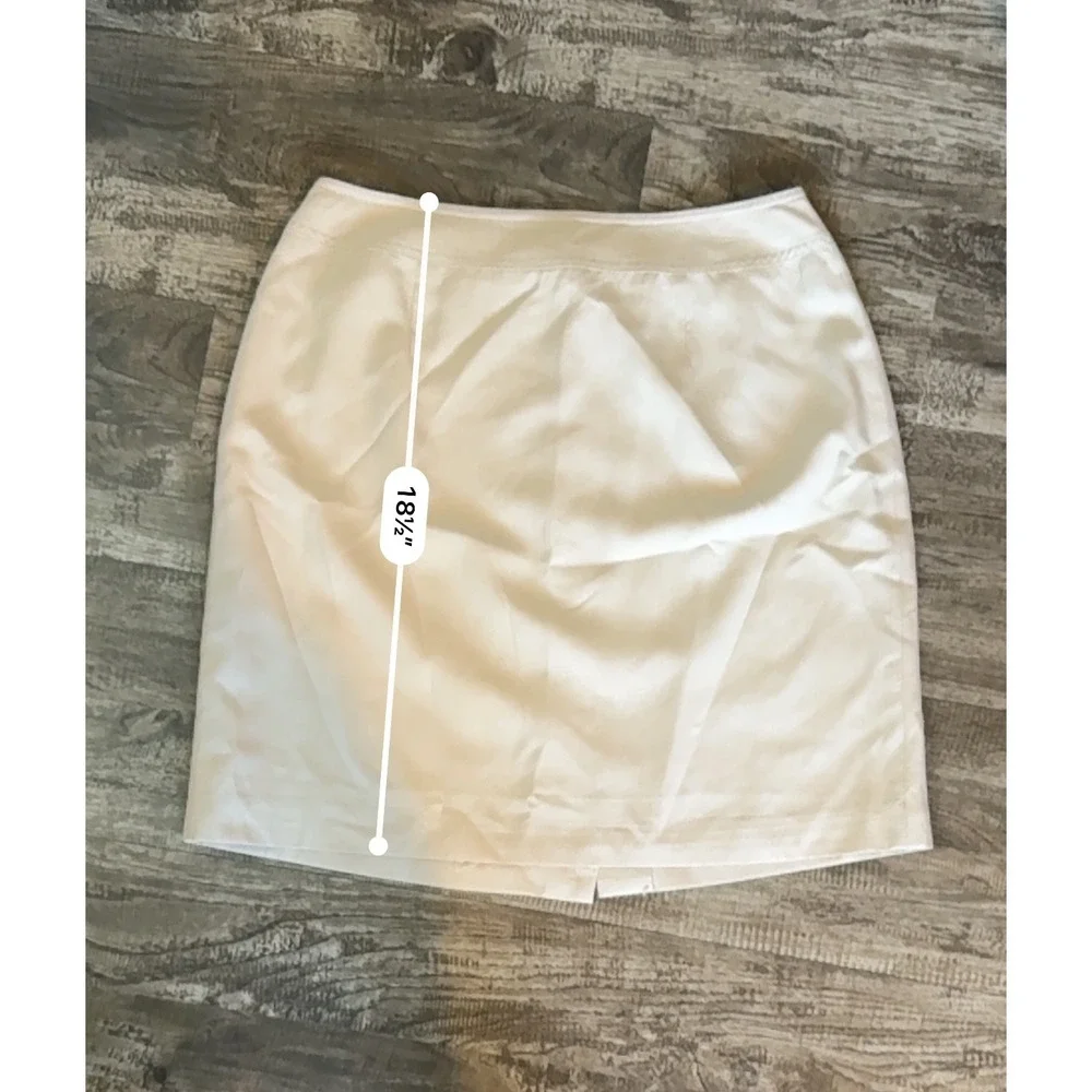 Hugo Buscati 100% Silk Skirt Beige Career Wear Business‎ Casual Women's Size 10